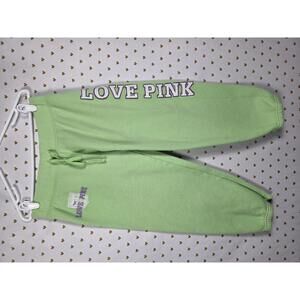 Victorias Secret PINK Vintage LOVE Embroidered Joggers Green sweats MEDIUM